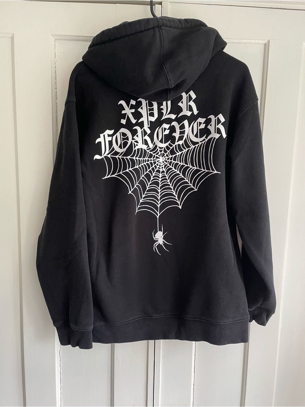 Black XPLR Forever Spider Graphic Hoodie Sam and Colby Men’s Medium Halloween